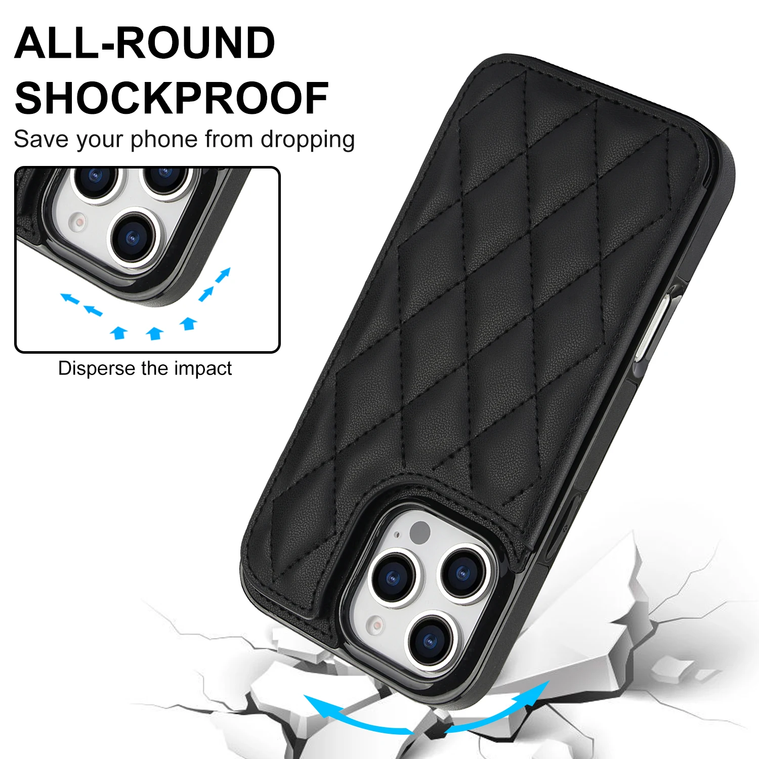 Lyxplånbok med korthållare Kickstand läderfodral för iPhone 16 15 14 11 Pro Max XS XR 7 8 Plus 13 12 Mini Skyddsfodral_voghion.com
