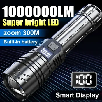 High Power Led Flashlight 1000000LM Powerful Flashlight Portable USB Rechargeable Led Lamp 2000mah Emergency Camping Torch 1