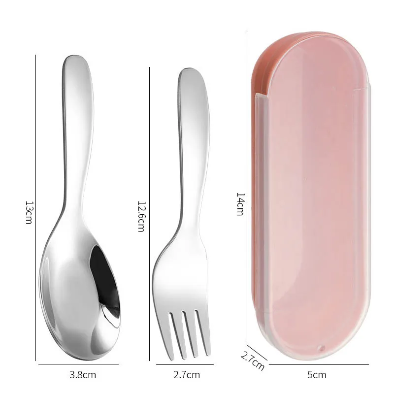 Portable Cutlery Set with Storage Box Fruit Fork Cake Spoons Stainless Steel Fork Spoon Kit For Travel Camping Kitchen Tableware, camping cutlery set