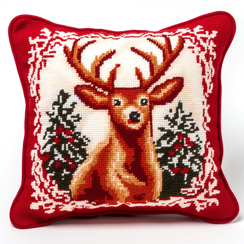thumbnail image 1 of Kit de gancho de pestillo Paquete de almohada de nudo Patrón navideño Kits de gancho de pestillo de bordado Funda de almohada de cojín Juego de kussen para costura DIY, 1 of 5