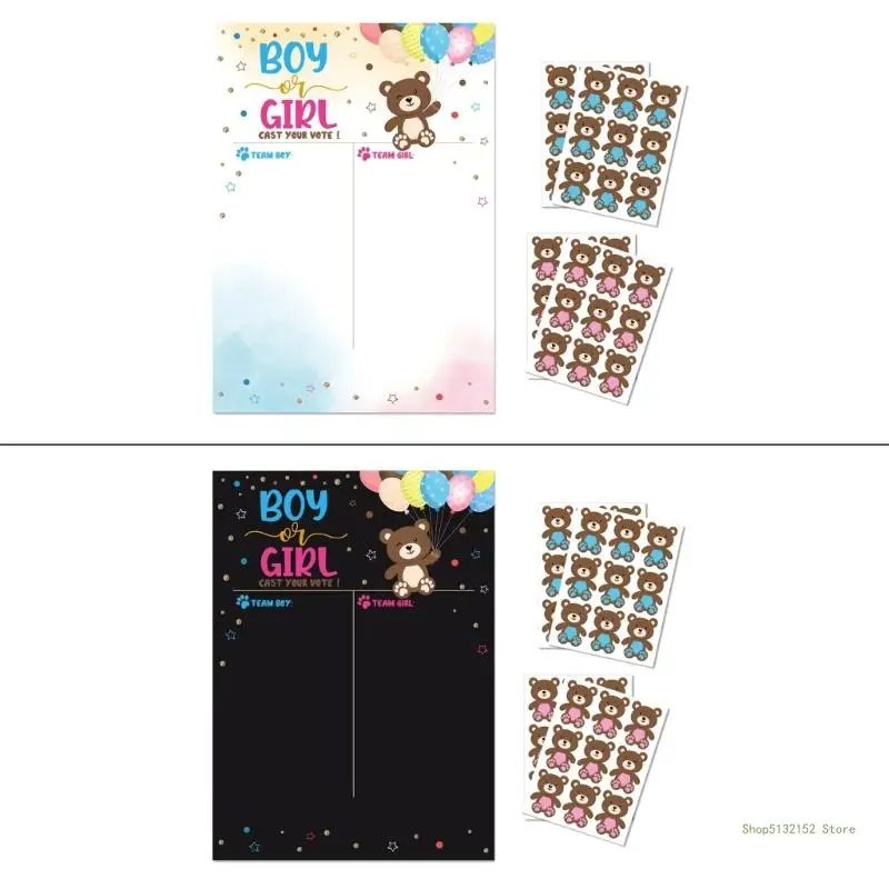 Qx2E Gender Reveal Decorazioni Per Feste Baby Gender Reveal Poster Votazione Con Adesivi Giochi Gender Reveal Per Ragazzo