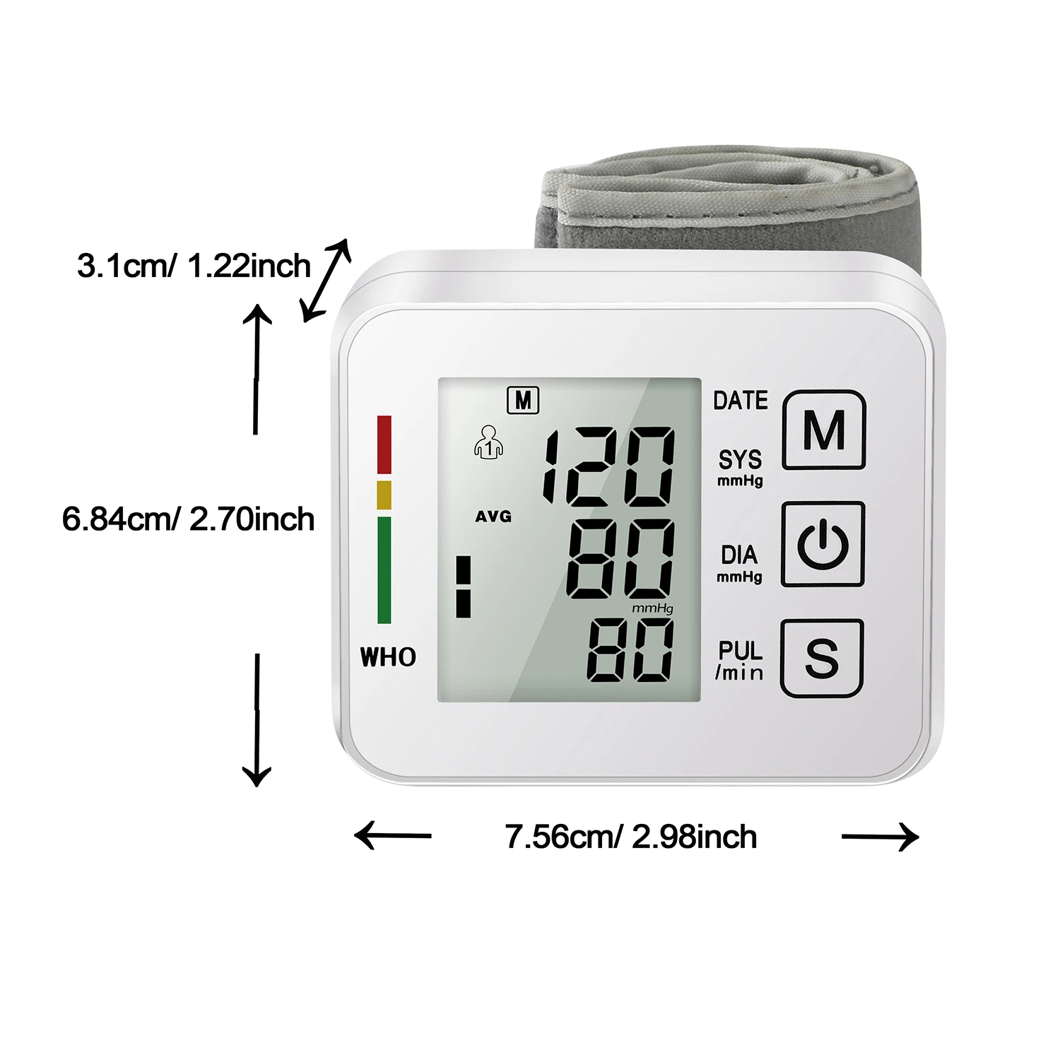 Automatic Digital Wrist Blood Pressure Monitor Sphygmomanometer Tonometer Tensiometer Heart Rate Pulse Meter BP Monitor
