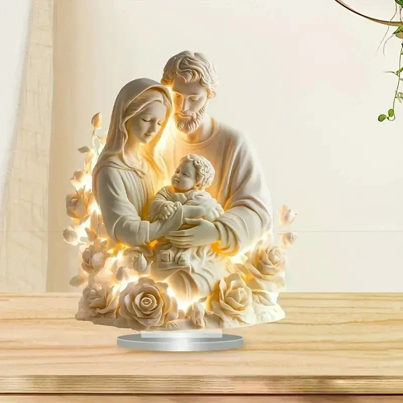 2026 New Nativity Jesus Birth Scene Xmas Table Centerpiece Accessory 2D Flat Acrylic For Home Office Decoration Party Ornment