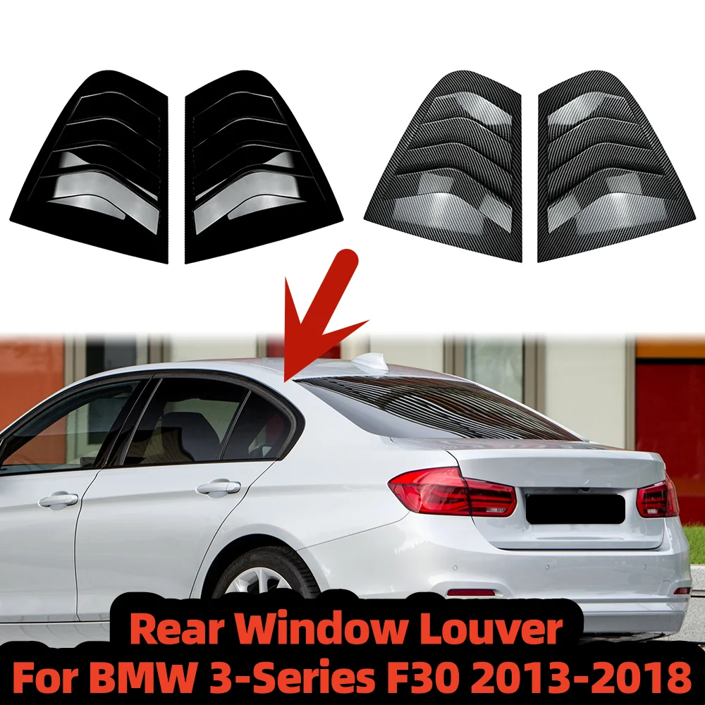 

For BMW 3-Series F30 2013-2018 Car Front Triangle Window Louver Side Shutter Blind Shades Cover Trim Sticker Vent Carbon Look