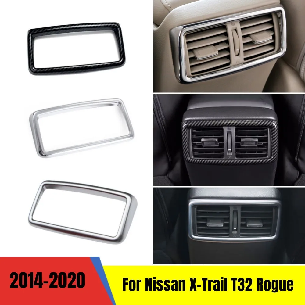 

ABS Carbon Chrome Car Rear Air Condition outlet Vent frame Cover Trim For Nissan X-Trail XTrail T32 2014-2019 2020 Accessories