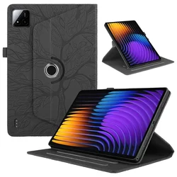 Cover con supporto rotante a 360° in PU pelle premium con design dell'albero in rilievo