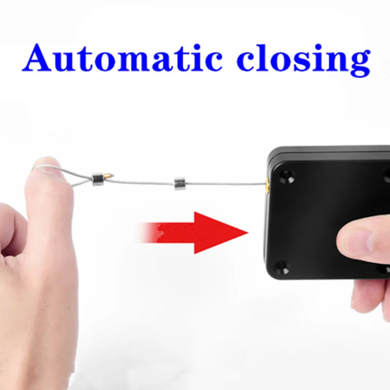 Automatic Door Closer Door Puller Wire Rope Retractable Anti-theft Punch-free Recovery Coil Anti-theft Cable Box Bracket Closure door closer