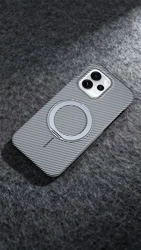 Cover Shockproof con Anello Magnetico in Texture Kevlar - Compatibile con Ricarica Wireless