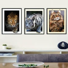 

HUACAN 5D DIY Diamond Painting Kit Animal Full Square Drill Diamond Embroidery Cross Stitch Leopard Mosaic Tiger Handmade Gift