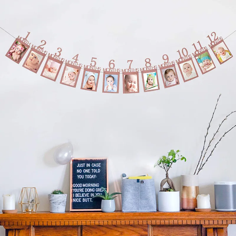Verjaardag Baby Een Jaar 12 Maanden Foto Banner Ba... - Vicedeal