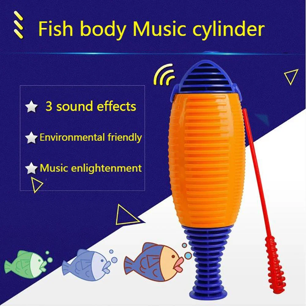 Orff Scrapers Fish Baby With Scraping Stick Rattle Tube Maracas Cylinder Croak Children's Musical Toys Percussion Instruments