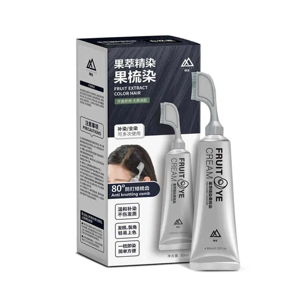 Description Picture 2 of itemNew Black Hair Cream Hair Dye Cream with Comb Plant Hair Dye Natural Plant Comb Black Color Shampoo Cream