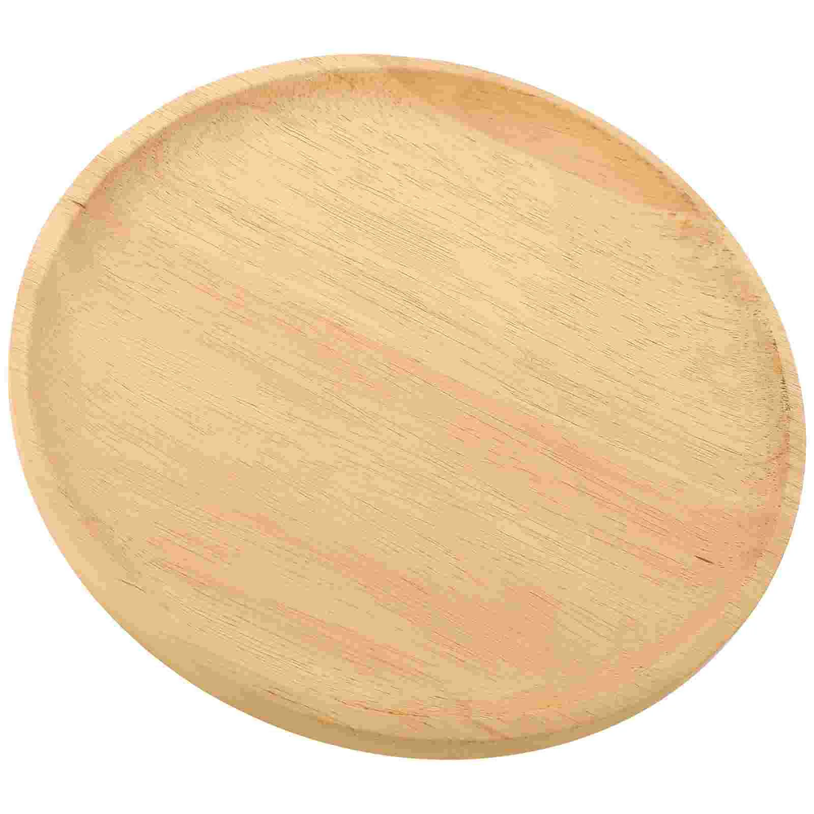 Round Wooden Tray Plate Large Charcuterie Board Serving Platter Cookie Pizza Rattan Chargers for Dinner Plates 2