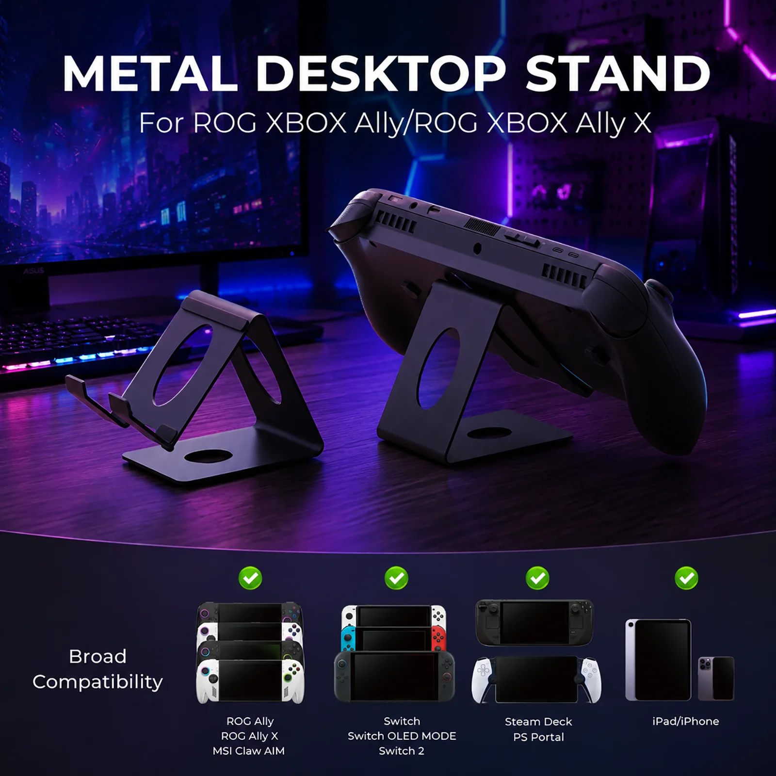 Supporto Multifunzionale per Console Portatili Xbox Series X / Nintendo Switch OLED / Switch 1/2 / Steam Deck - immagine 6