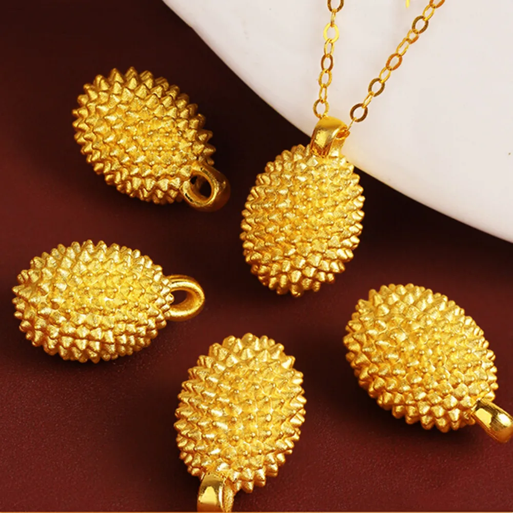 

Pure 999 24K Yellow Gold Men Women 3D Durian Pendant 0.9-1.1g