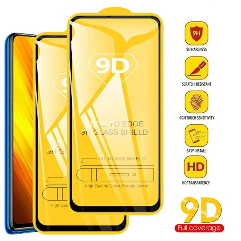 

2PCS 9D Full Tempered Glass For Xiaomi Poco X3 Pro X5 Pro C40 X3 NFC F3 X4 M5 M4 M3 F4 GT Pocophone F1 X3Pro Screen Protector
