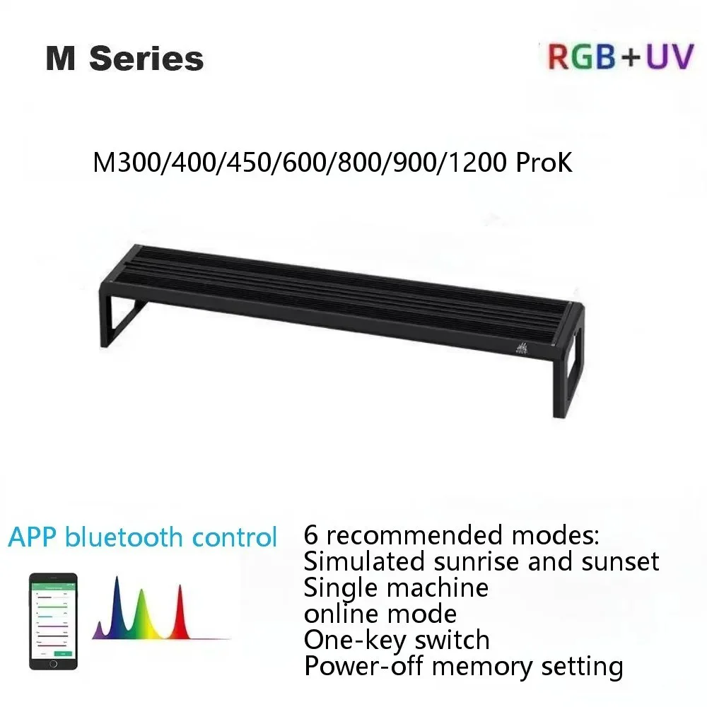 Week Aqua M Series RGB+UV Water Grass Lamp Bluetooth APP Timing Dimming LED Smart Aquarium Plant Grow Light For Planted Aquarium