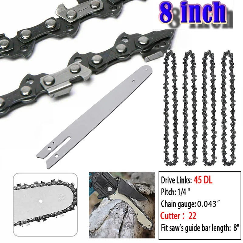 Chainsaw Chain 2/3/4 PCS 8 inch Metal Chainsaw Chain 1/4