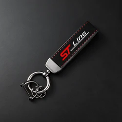 Premium Leather Suede Sport Keychain Key Ring (Black Red)