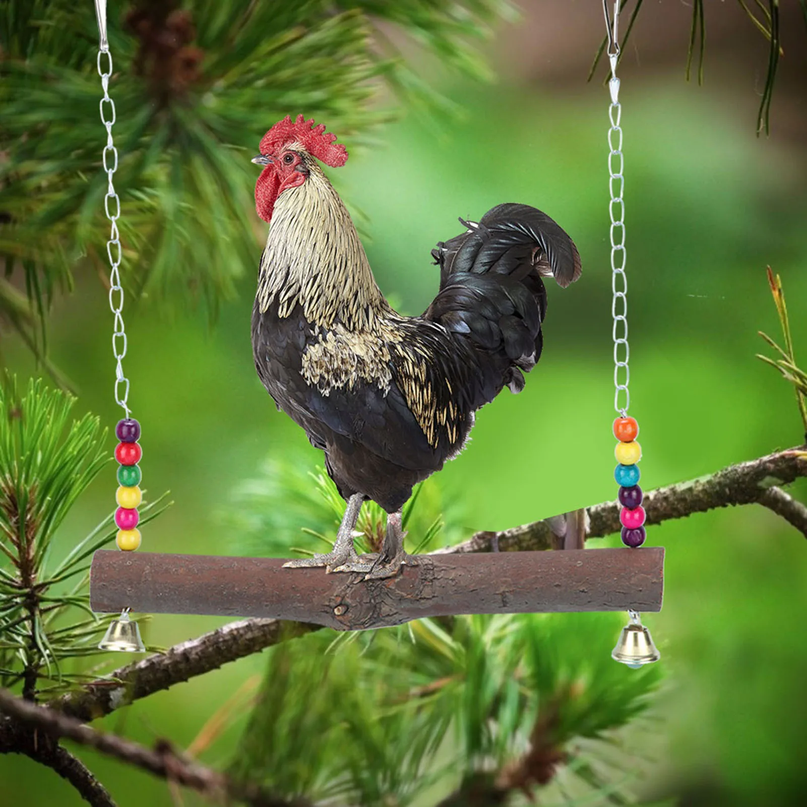 Natural Wood Handmade Pet Chicken Cage Hanging Swing Toy For Hens Cock Macaw Chew Training Toys Supplies Chicken Swing