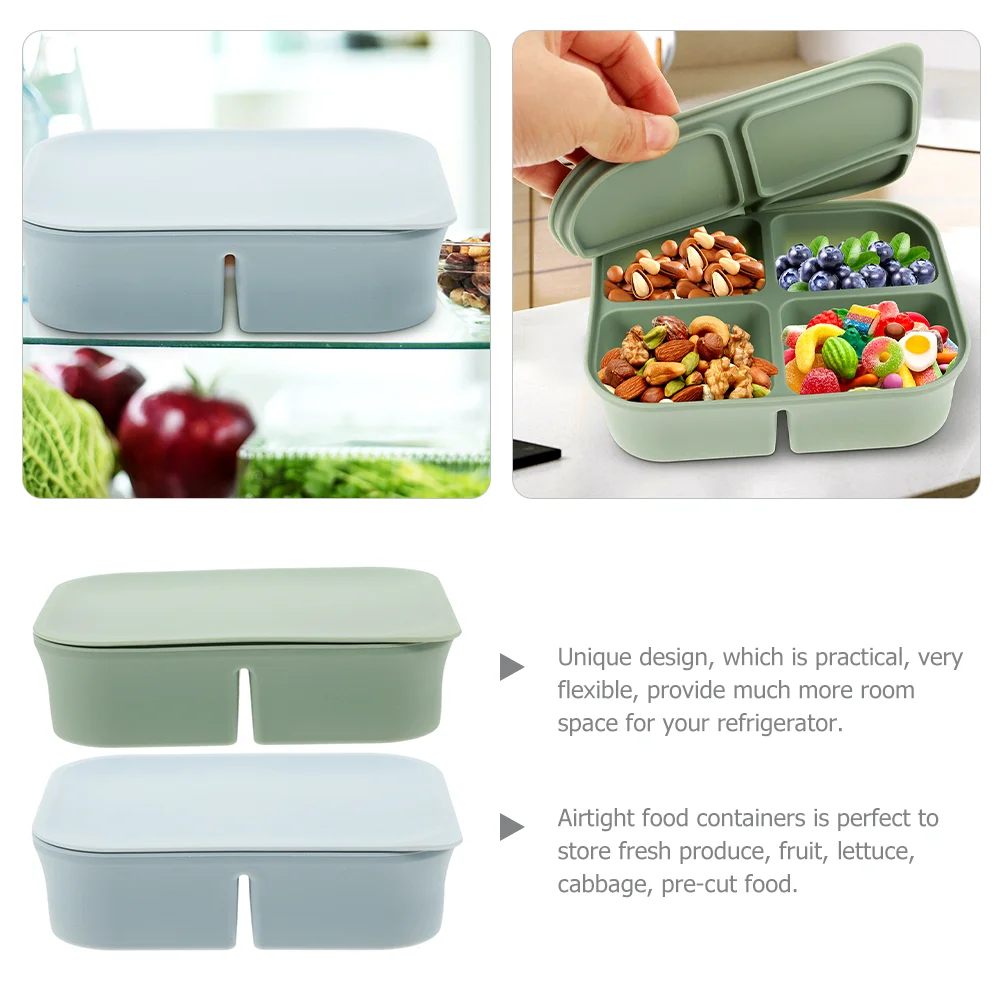 Silicone Storage Box 4 Compartment Snack Containers Food Household