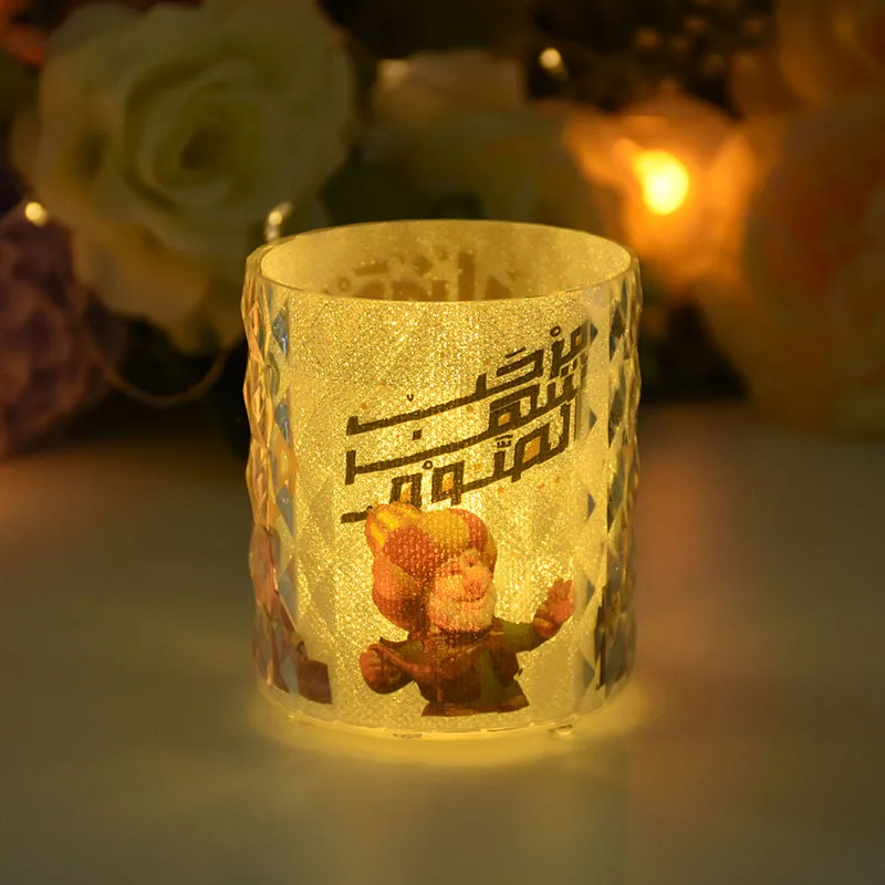 EID Mubarak Night Lights Ramadan Decoration 2023 Candle Cup Led Lights Ornament For Home Muslim Festival Party Eid Al-Fitr Gifts