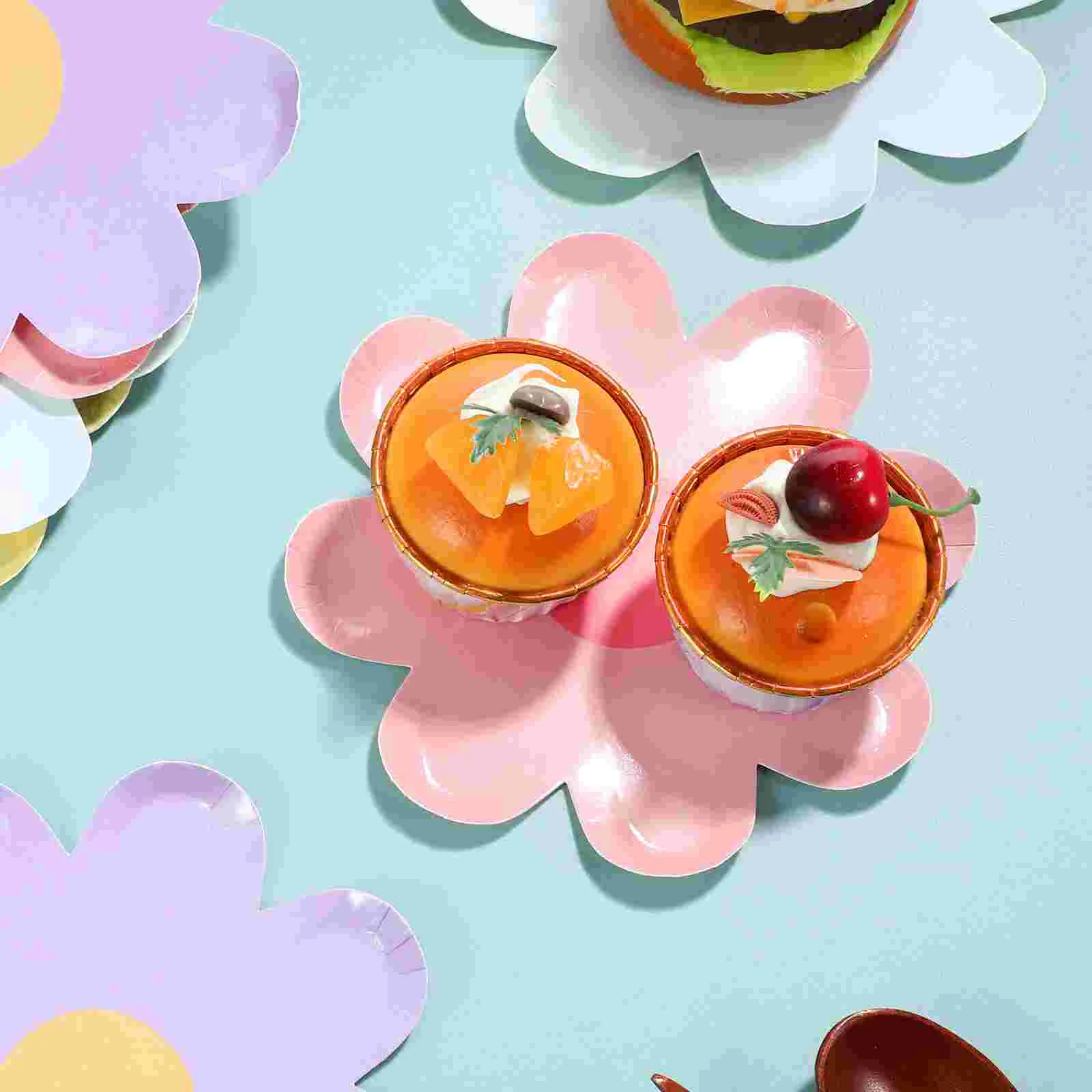 40 Pcs White Dinner Plates Flower Party Favors Paper Food Serving Dessert Festive Holiday Tableware Dish Baby