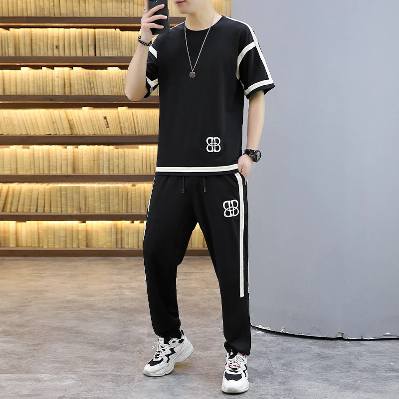 New Youtube Premium Summer Men Suit Set Da Corsa Superficiale Set Casual Da 2 Pezzi Da Uomo Con Maniche Corte E Pantaloni O Pantaloncini