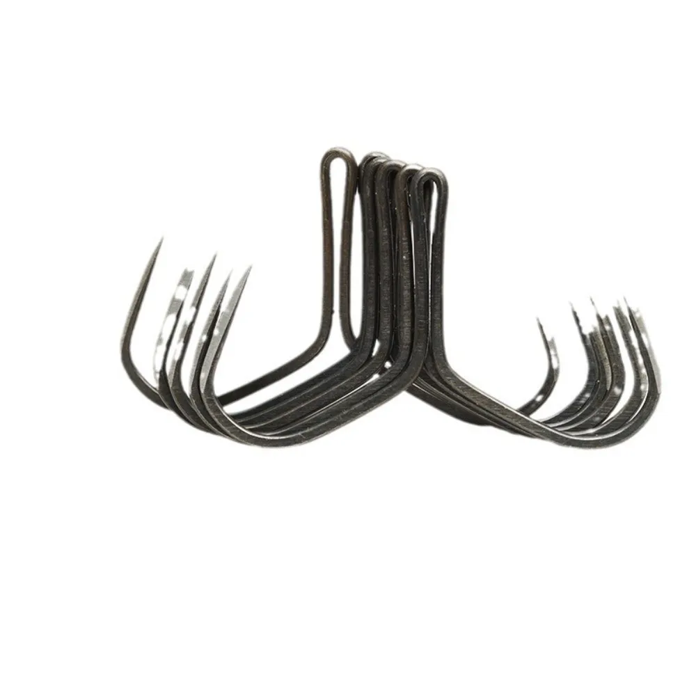 10pcs Duple Hooks Fishing hook grind High Carbon Steel Strong Anchor Hook Nonbarb Black Nickel Double Anchor Hooks