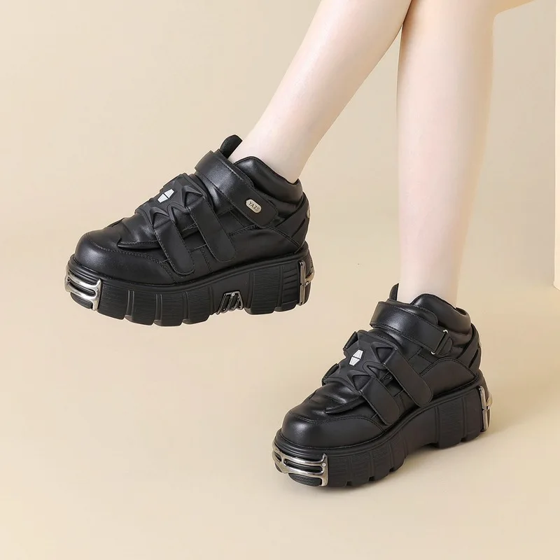 2025 New Punk Style Women's Black Shoes Rock Metal Decorative Strap High Heel Platform Shoes Men's Sports Shoes Women's Boots 3
