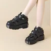 2025 New Punk Style Women's Black Shoes Rock Metal Decorative Strap High Heel Platform Shoes Men's Sports Shoes Women's Boots 3