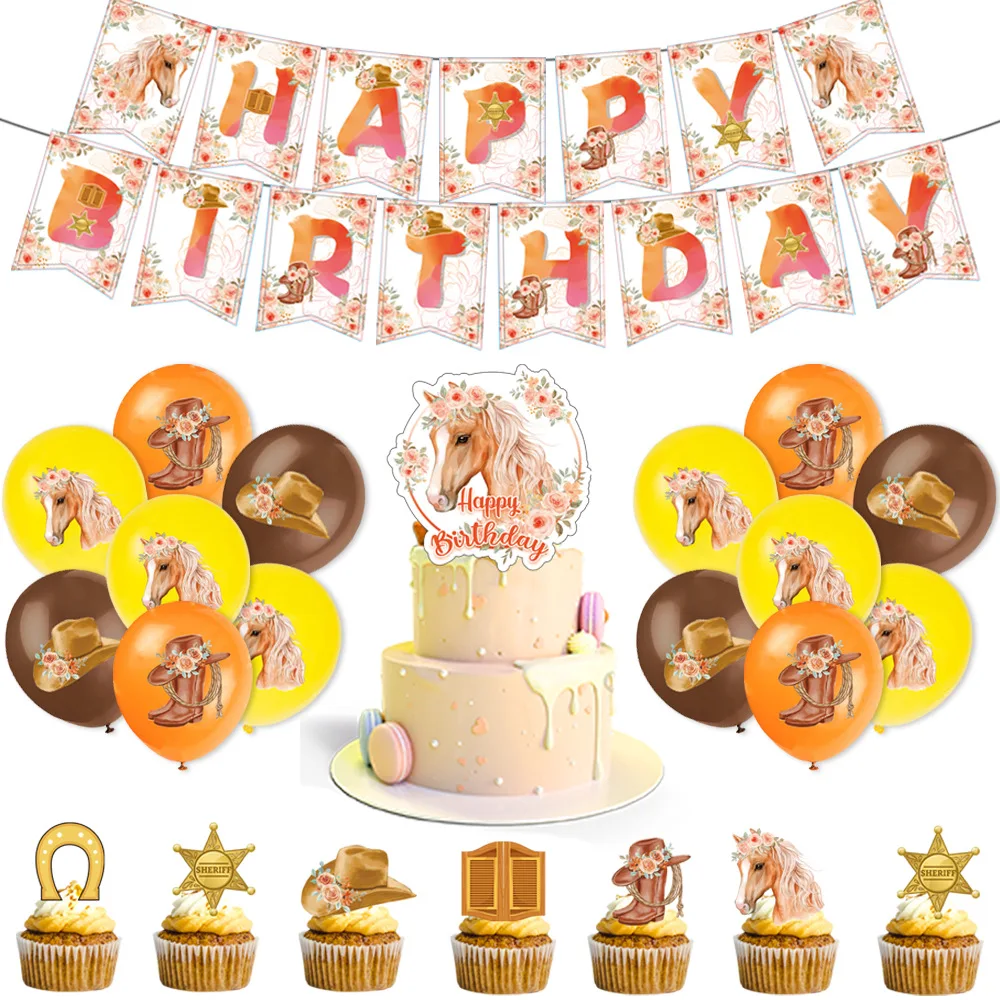 Horse Birthday Cake Topper - Rose Golden Equestrian Theme For 1st 2nd 3rd 4th 5th Birthday