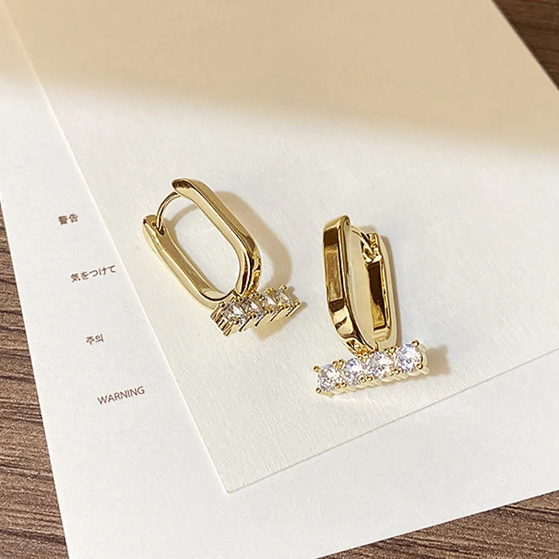 Корейские модные золотые геометрические U-образные серьги-гвоздики с