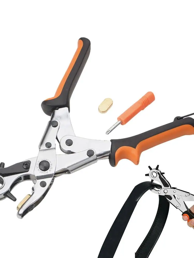 Leather Belt Hole Punch Plier Eyelet Puncher Revolve Sewing Machine Bag Setter Tool Watchband Strap Household Leathercraft