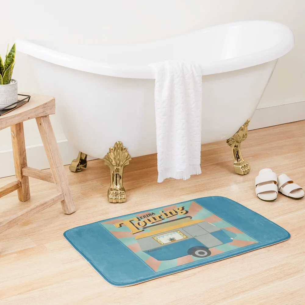 

Vintage Touring Caravan Adventure Bath Mat Mats For Bathroom And Toilet Kitchen Carpet Room Mats