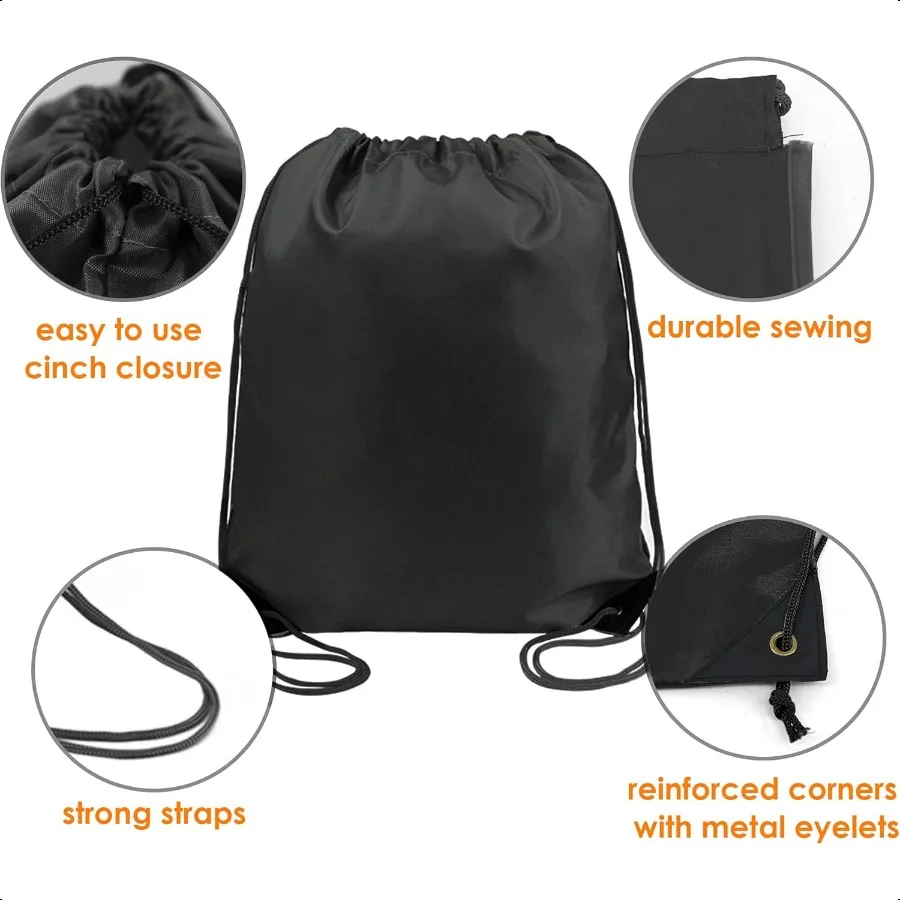 Bulk Black Drawstring Backpacks for Gym and Travel