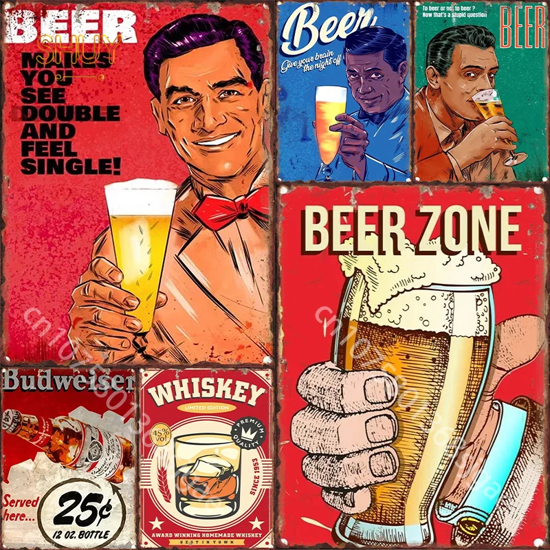 

Beer Metal Sign Vintage Drinks Tin Signs Plate Posters for Room Club Cafe Bar Wall Decor Artistical Retro Plaque Home Decoration