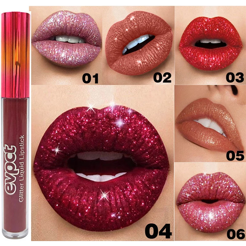 12 Colors Shiny Diamond Lip Gloss Shimmer Long Lasting Metallic Lip Makeup Fashion Beauty Tint Pigment Women Lipsticks
