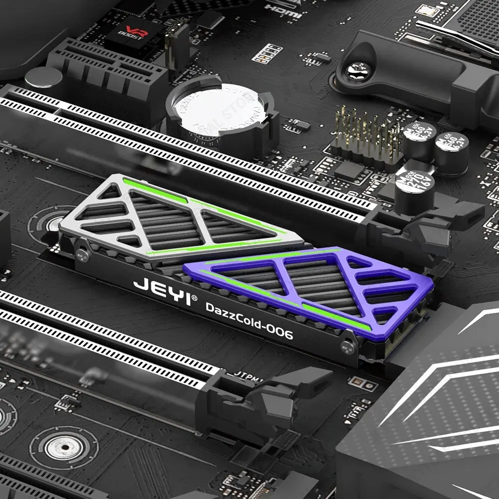 JEYI Dazzcold M.2 SSD 방열판 2280 NVME NGFF 라디에이터 마그네슘 알루미늄 합금 PC 열 실리콘 패드가있는 효율적인 쿨러