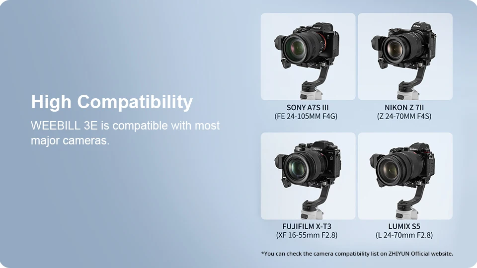 ZHIYUN Official CINEPEER WEEBILL 3E Camera Stabilizer Handheld Gimbal 3-Axis Cameras Gimbals for DSLR Mirrorless Cameras
