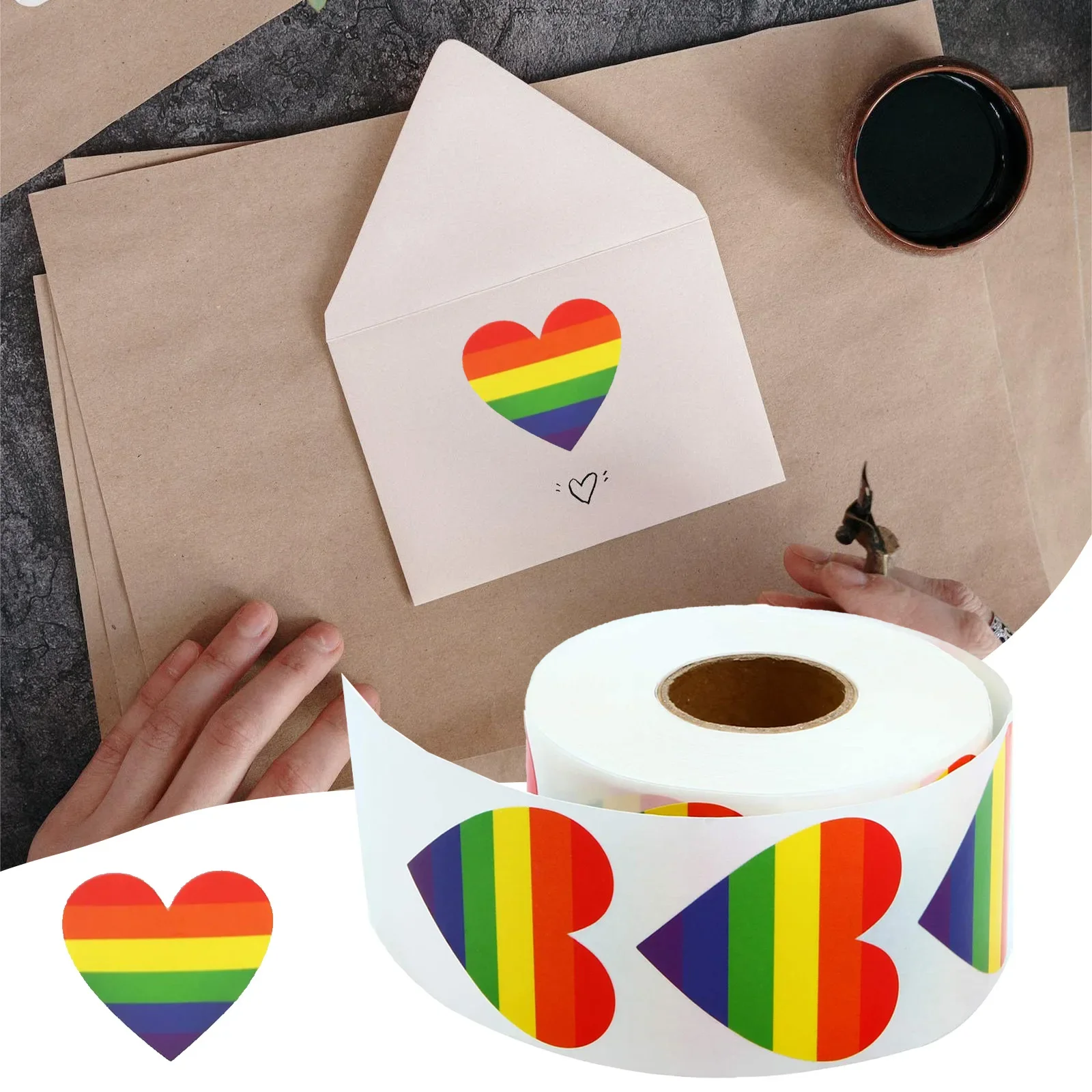 Decorative Stickers Self Adhesive Stickers Adhesive Stickers Decorative Labels Stickers Pride Stickers Rainbow Heart Shaped Labels Adhesive Stickers Special Gifts Home Decoration LGBT