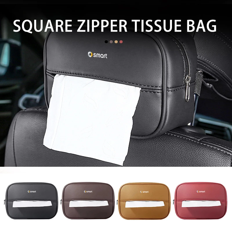 Per Smart Car Tissue Bag Box Leather Zipper Storage Bag Sccessories Eq Cabrio Crossblade Roadster City-Coupe 452 454