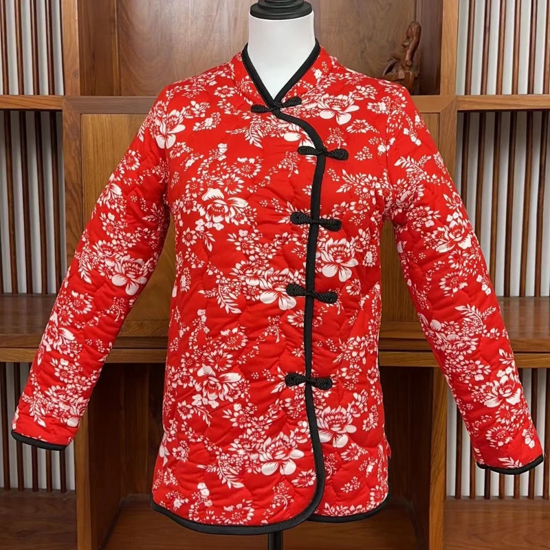 Vintage Floral Traditional Chinese Clothing for Women Folk-Jacket Autumn and Winter Retro Tops Casual Chinese Coat New