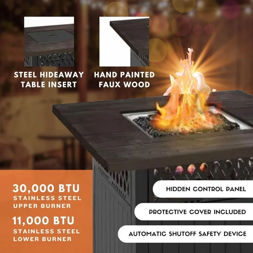 Outdoor Fire Pit, Smokeless Propane 41K BTU, 38", Mesa Cuadrada Para Hoguera 5