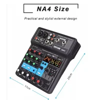 TEYUN 4-Channel Professional Sound Mixer Console Mini Audio Mixer Sound Card Computer Input 48v Power USB Computer Record NA4 5