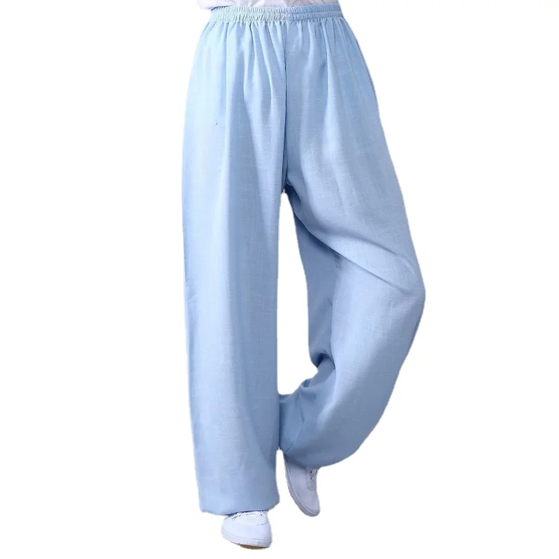 Martial Arts Tai Chi Yoga Pants Cotton and Linen Kung Fu Fitness Dance Running Pants Men Women Morning Exercise Clothing