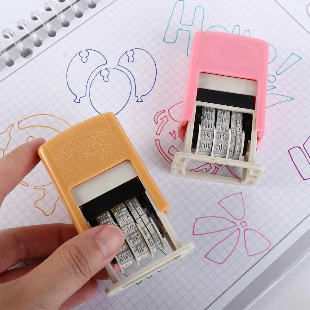 Back to Ink Self-Inking DIY Automatic Ink Return Date Stamps Date Wheel Stamp Handle Account Stamp