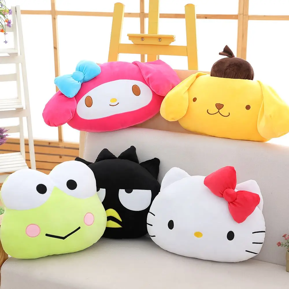 

Sanrio Hello Kitty Pom Pom Purin Keroppi Badtz-maru Cartoon Warm Hand Plush Pillow Doll Cushion Stuffed Plushie Toy Girl Gift