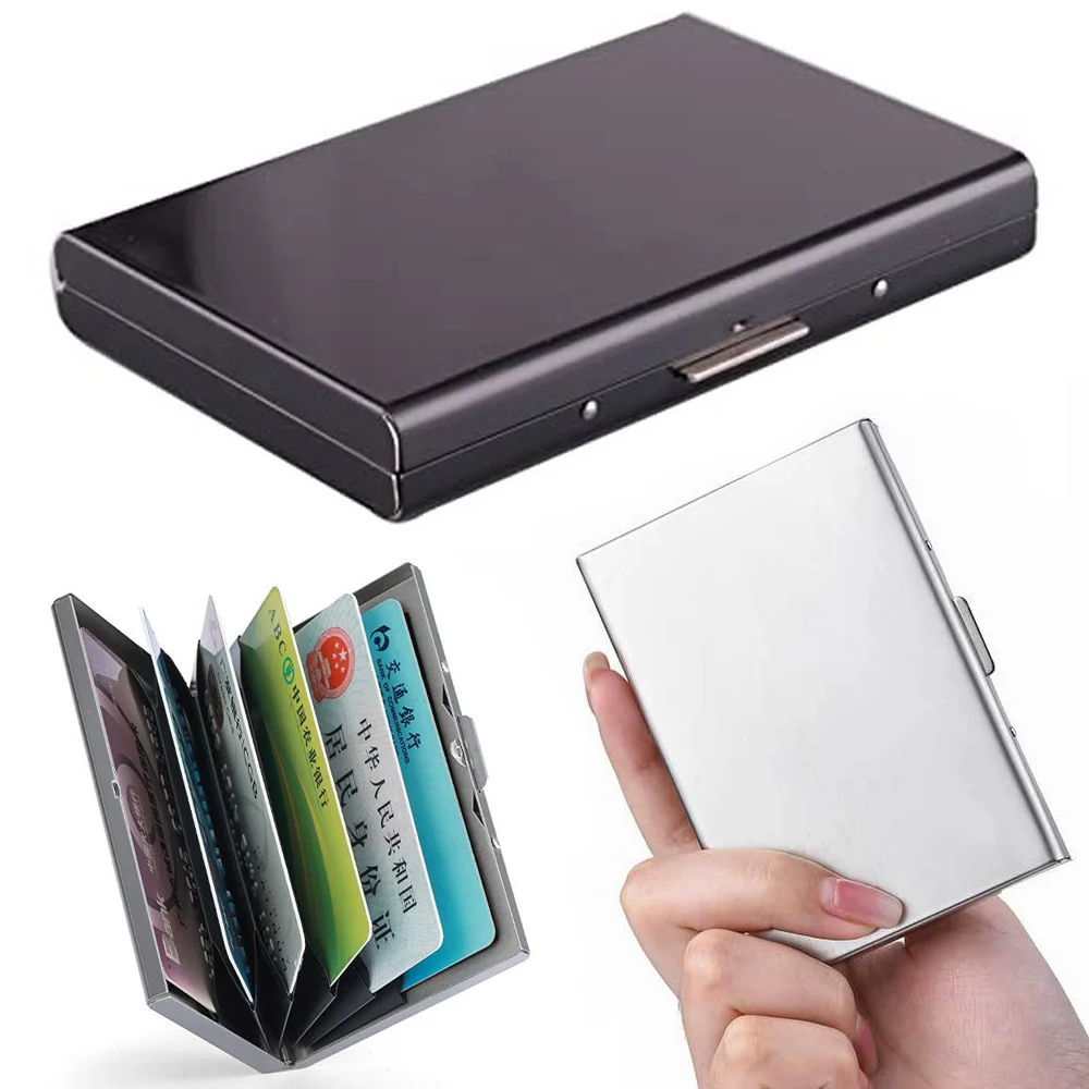 

Держатель для банковских карт для удостоверения личности, кошелек, простой стиль, мужской металлический тонкий мини-кошелек с защитой от Rfid-блокировки, монетница