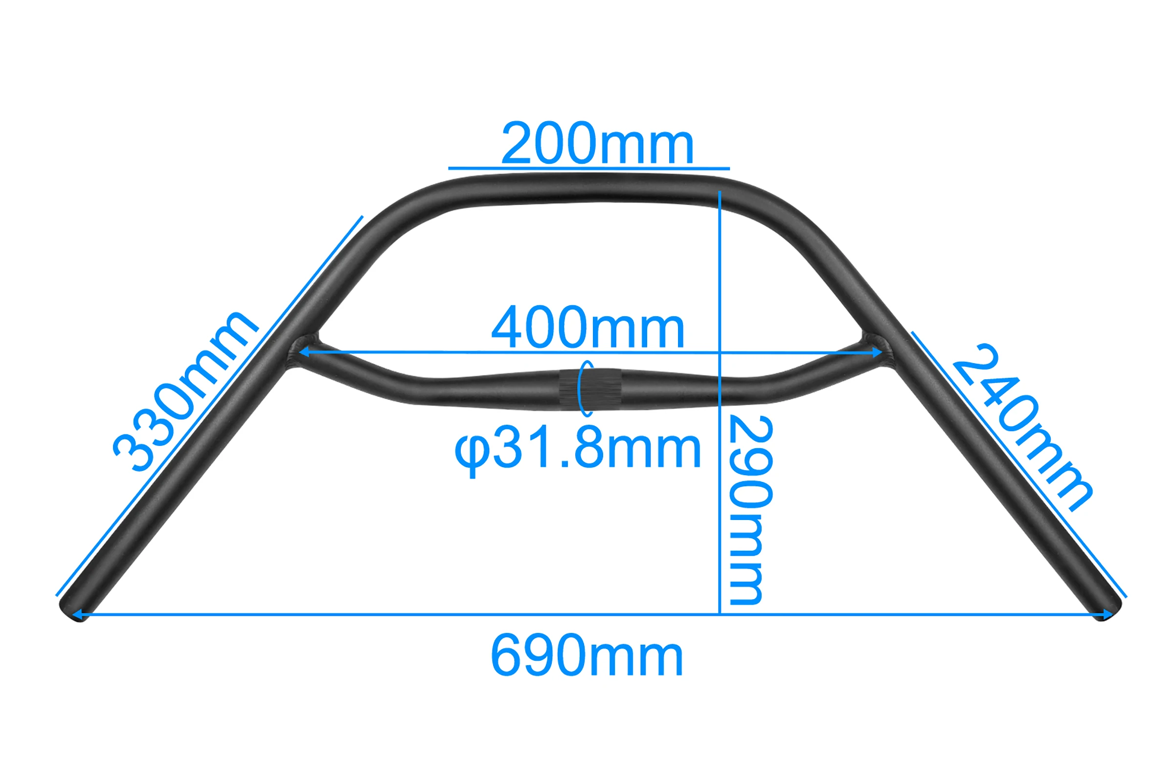 アルミニウム合金マウンテンバイクハンドルバー,22.2x31.8mm,200x690mm